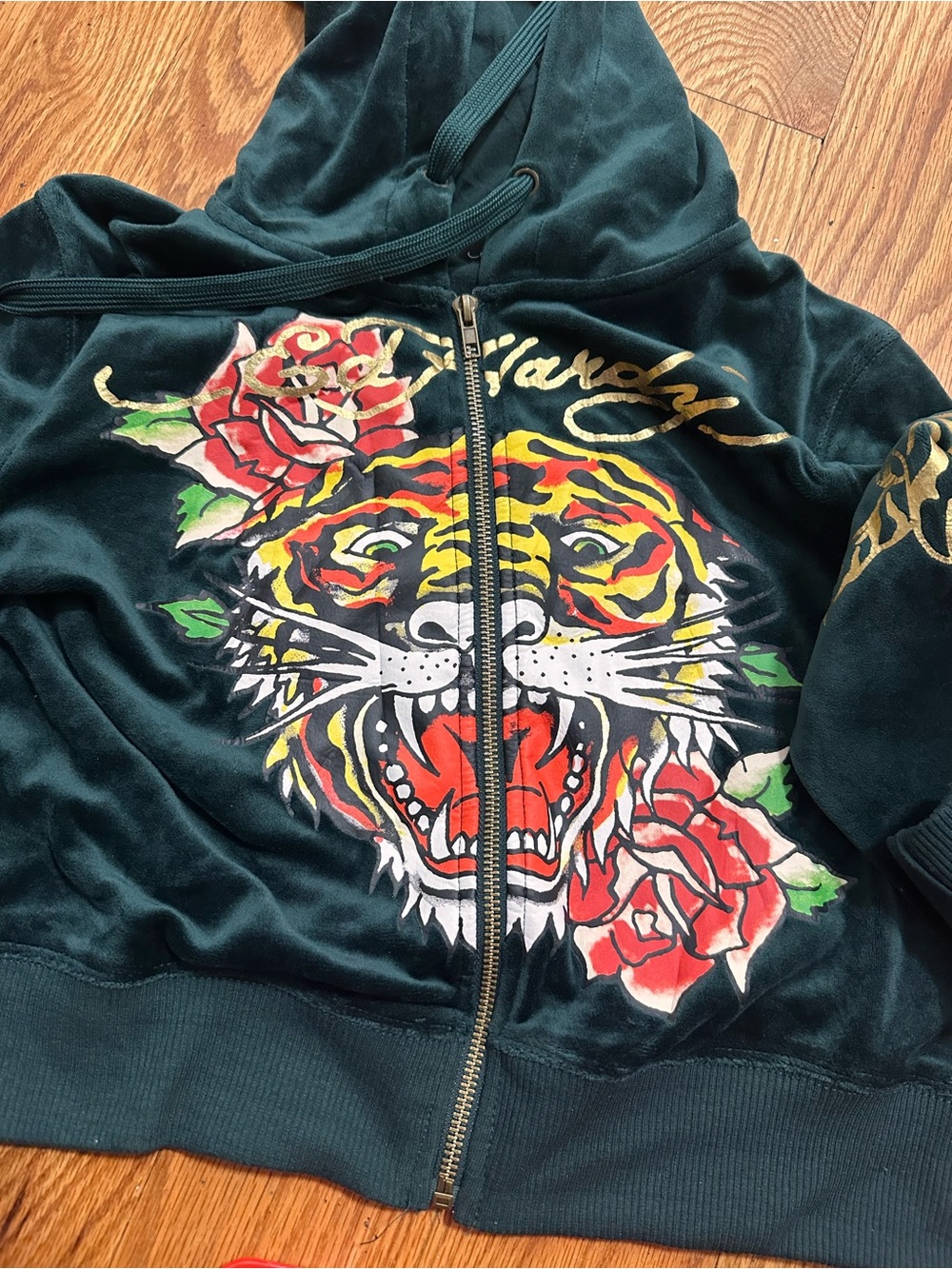 Ed Hardy Graphic Zip Hoodie in Black